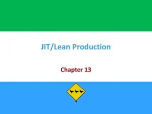 JITLean Production Chapter 13 13 Chapter Objectives Be