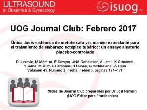 UOG Journal Club Febrero 2017 nica dosis sistmica