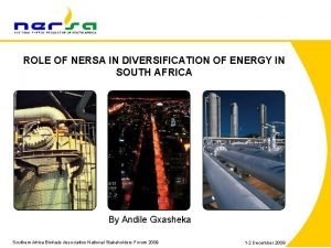 ROLE OF NERSA IN DIVERSIFICATION OF ENERGY IN