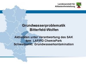 Grundwasserproblematik BitterfeldWolfen Aktivitten unter Verantwortung des SAK bzw