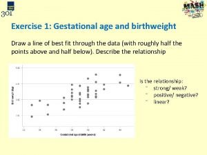 Exercise 1 Gestational age and birthweight Draw a