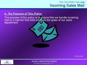Sales Administration Guide 8122 Incoming Sales Mail A