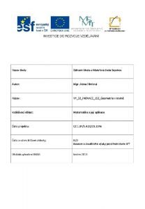 Množiny bodů dané vlastnosti pracovní list Množiny bodů dané vlastnosti pracovní list