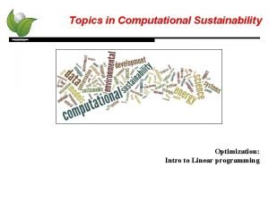 Computational sustainability subjects