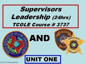 Tcole new supervisor course