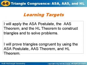 Triangle congruence: asa and aas