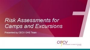 Risk Assessments for Camps and Excursions Presented by