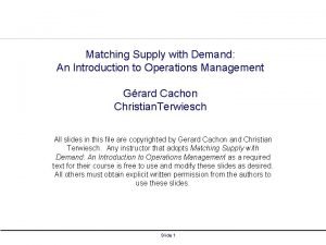 Matching Supply with Demand An Introduction to Operations