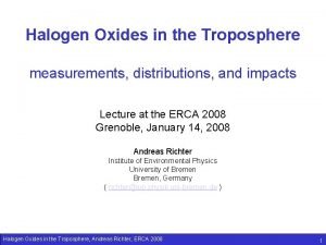 Halogen Oxides in the Troposphere measurements distributions and