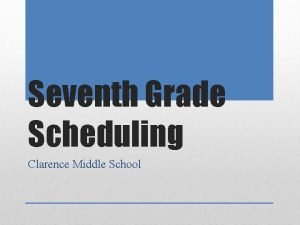 Seventh Grade Scheduling Clarence Middle School 1 Courses
