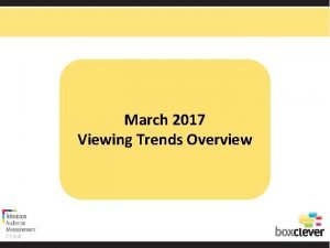 March 2017 Viewing Trends Overview Total Viewing March