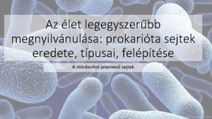 Az let legegyszerbb megnyilvnulsa prokarita sejtek eredete tpusai