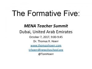 The Formative Five MENA Teacher Summit Dubai United