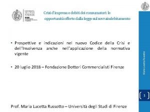 Prospettive e indicazioni nel nuovo Codice della Crisi