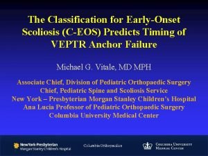 The Classification for EarlyOnset Scoliosis CEOS Predicts Timing