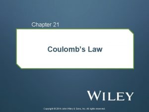 Chapter 21 Coulombs Law Copyright 2014 John Wiley