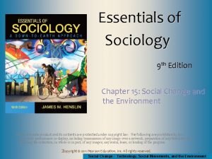 Essentials of Sociology 9 th Edition Chapter 15