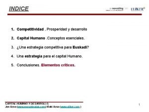 INDICE 1 Competitividad Prosperidad y desarrollo Competitividad 2