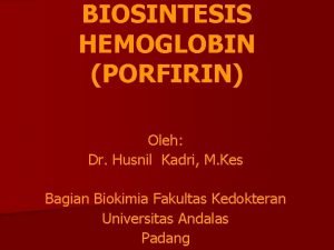 BIOSINTESIS HEMOGLOBIN PORFIRIN Oleh Dr Husnil Kadri M