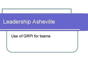 Leadership Asheville Use of GRPI for teams GRPI