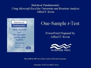 Statistical Fundamentals Using Microsoft Excel for Univariate and