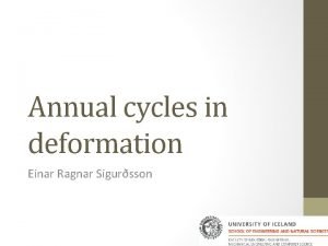 Annual cycles in deformation Einar Ragnar Sigursson Leveling
