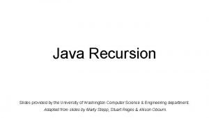 Java Recursion Slides provided by the University of
