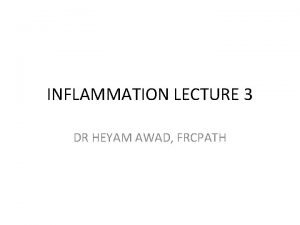 INFLAMMATION LECTURE 3 DR HEYAM AWAD FRCPATH INFLAMMATORY