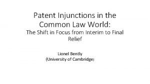 Patent Injunctions in the Common Law World The