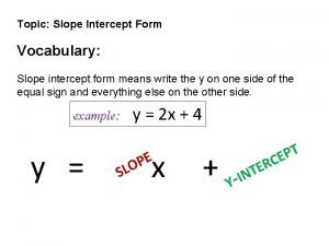 Topic Slope Intercept Form Vocabulary Slope intercept form