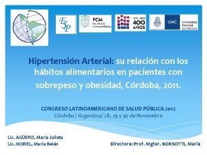 Hipertensin Arterial su relacin con los hbitos alimentarios