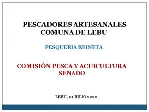 PESCADORES ARTESANALES COMUNA DE LEBU PESQUERIA REINETA COMISIN