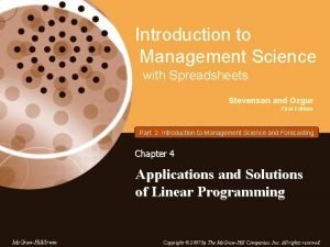 Introduction to management science with spreadsheets