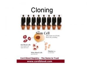 Cloning 3 Types of Cloning Transgenic gene cloning