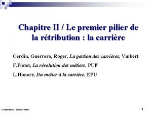 Chapitre II Le premier pilier de la rtribution