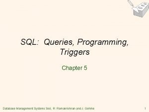 SQL Queries Programming Triggers Chapter 5 Database Management