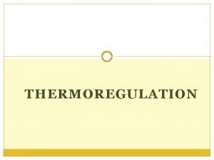 THERMOREGULATION THERMOREGULATION THE PROCESS OF MAINTAINING CORE BODY