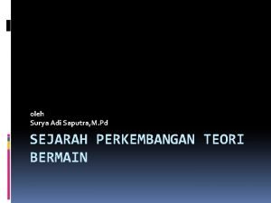 oleh Surya Adi Saputra M Pd SEJARAH PERKEMBANGAN