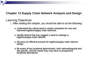 Supply chain network analysis