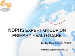 NDPHS EXPERT GROUP ON PRIMARY HEALTH CARE CarlEric