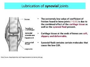 Lubrication of synovial joints The extremely low value