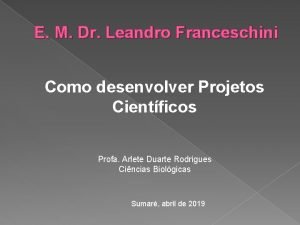 E M Dr Leandro Franceschini Como desenvolver Projetos