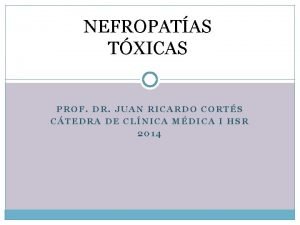 NEFROPATAS TXICAS PROF DR JUAN RICARDO CORTS CTEDRA