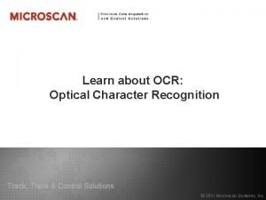 Track and trace ocr
