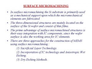 Silicon surface micromachining