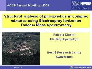 AOCS Annual Meeting 2006 Structural analysis of phospholids
