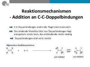 Reaktionsmechanismen Addition an CCDoppelbindungen sind in der Regel