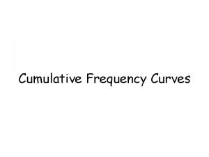 Cumulative Frequency Curves Outcomes Calculate the cumulative frequency