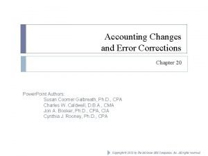 Accounting changes and error corrections