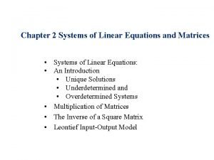 Chapter 2 Systems of Linear Equations and Matrices